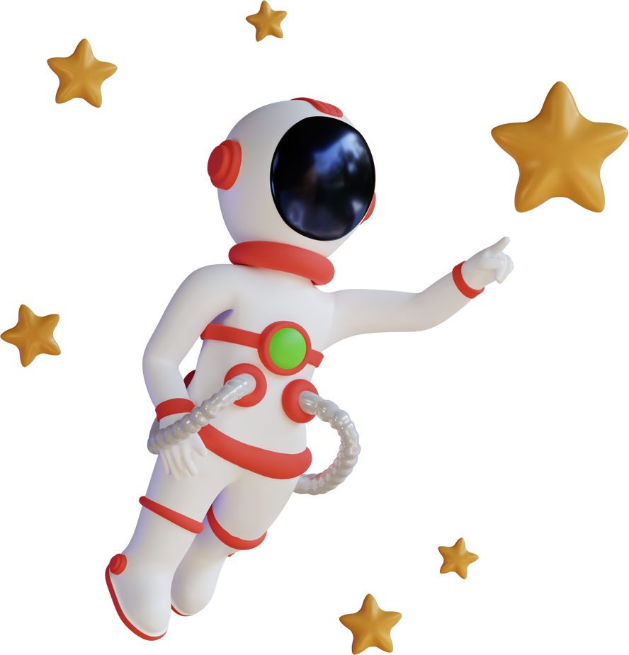 3D Cute Astronaut Catching Star